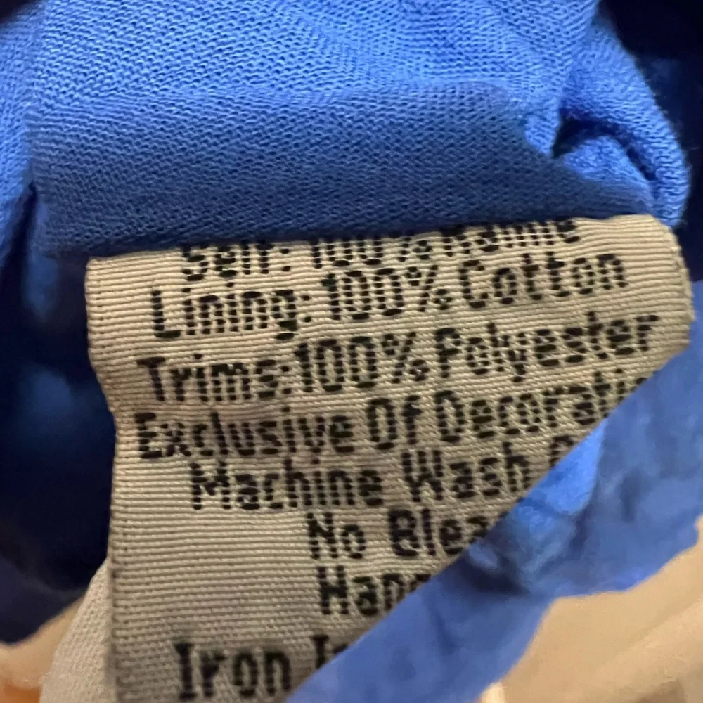 Johnny Was 3J Workshop Blue Embroidered Handkerchief Hem Boho Dress Medium - Picture 9 of 10